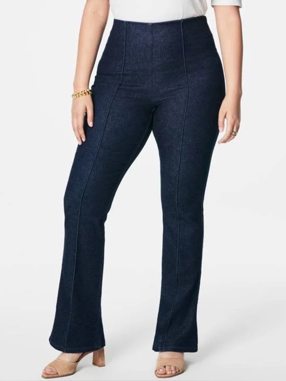Spanx Zero WaistBand Micro Flare Rare Indigo Wash Denim Jeans 21161Q Size 1X New